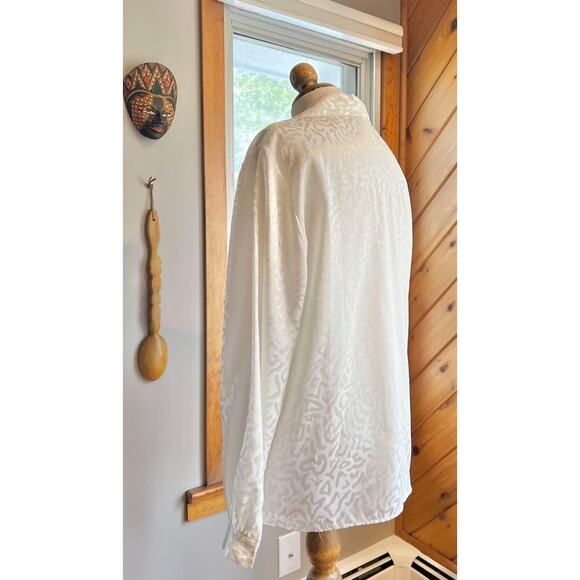 Vintage 80’s Satin Abstract Leopard Print Blouse - Picture 5 of 8